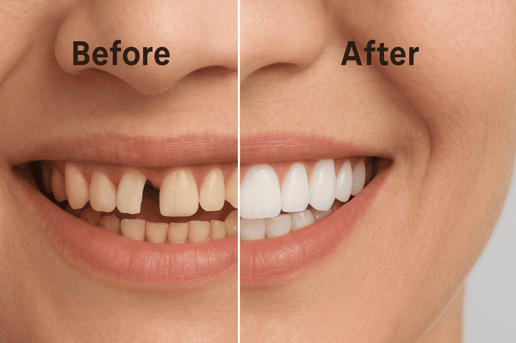Before and after dental implants