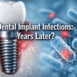 Can a dental implant get infected years after placement?