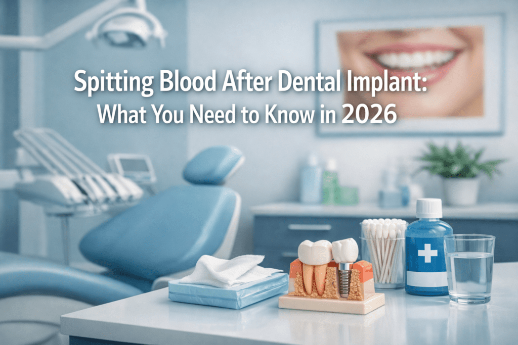 spitting blood after dental implant