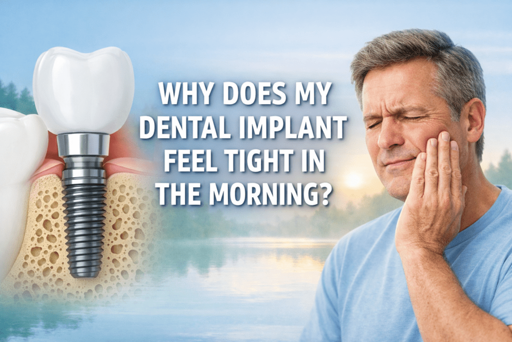 why does my dental implant feel tight in the morning