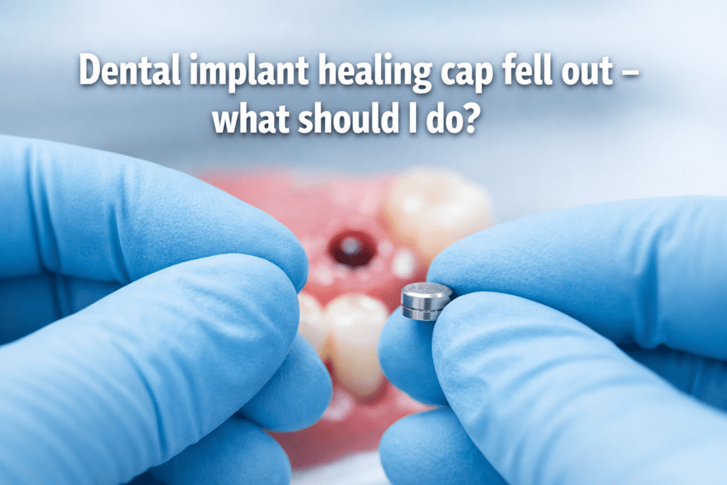 Dental implant healing cap fell out - what should I do?