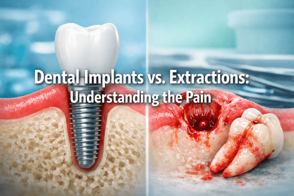 How painful are dental implants compared to tooth extraction?