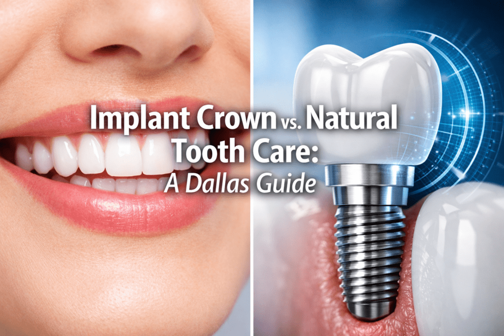 Implant crown vs natural tooth care