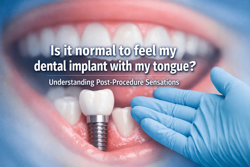 Is it normal to feel my dental implant with my tongue?