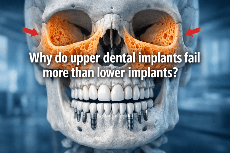 Why do upper dental implants fail more than lower implants?